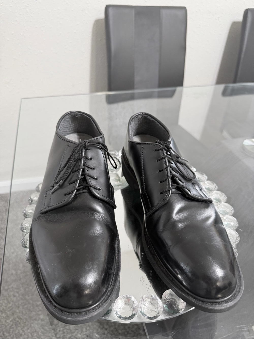 Men's Black Leather Derby Dress Shoes